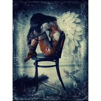 Алмазная вышивка Сексуальный обнаженный ангел на стуле Алмазная картина Вышивка крестиком Полный круглый горный хрусталь 20X30CM