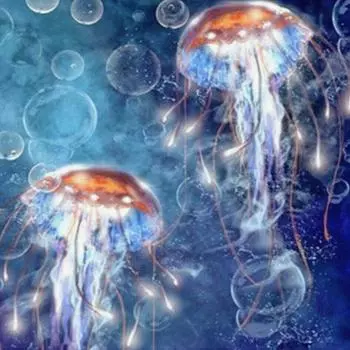 Алмазная вышивка Симпатичная медуза 5d Алмазная картина Полные круглые стразы 30x30CM