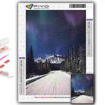 Алмазная вышивка Снежная сцена 5D DIY Алмазная картина Вышивка крестом Стразы Full Round 20X30CM