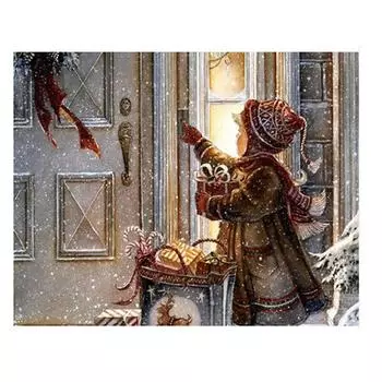 Алмазная вышивка Снежная зима Украшение дома Алмазная картина Девушки Вышивка крестом Полный круглый 20X30CM