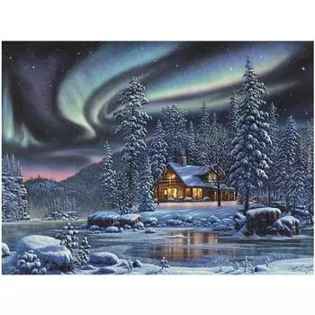 Алмазная вышивка Снежный лес Алмазная картина Пейзаж Картина со стразами Алмазная мозаика Ремесла Full Round 30x40cm