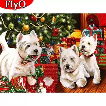 Алмазная вышивка собака ремесло полная дрель распродажа алмазная живопись животное мозаика искусство горный хрусталь Рождественская елка домашний декор Full Round (20X30CM)