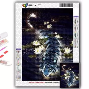 Алмазная вышивка Свирепый зверь Тигр 5D DIY Алмазная картина Вышивка крестом Горный хрусталь Full Round 20X30CM