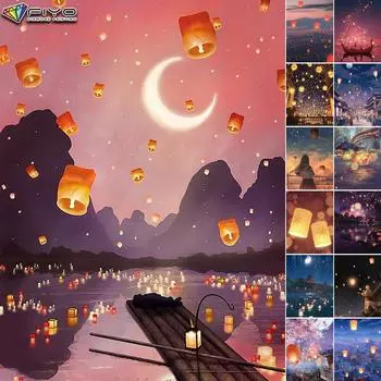 Алмазная вышивка Thaise Lampion и цветок лотоса свет 5D DIY алмазная живопись вышивка крестом горный хрусталь Full Round 20X30CM