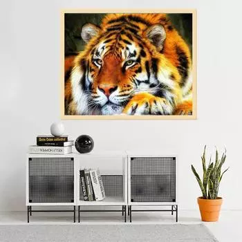 Алмазная вышивка Тигр Diy Алмазная картина Полная круглая картина с изображением животных из горного хрусталя 20X30CM