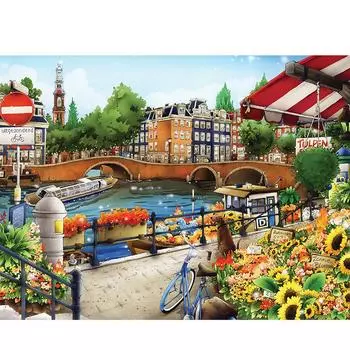 Алмазная вышивка улица 5D DIY горный хрусталь картина алмазная живопись городской пейзаж вышивка крестиком мозаика домашний декор Full Round 20X30CM