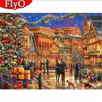 Алмазная вышивка уличная полная квадратная дрель художественная распродажа со стразами алмазная живопись пейзаж город ремесленный комплект Рождественский подарок Full Round (20X30CM)