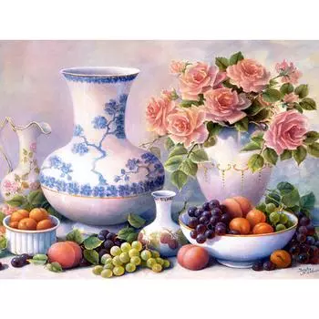 Алмазная вышивка Ваза и цветы розы Алмазная картина ручной работы Мозаика Вышивка крестом 20X30CM