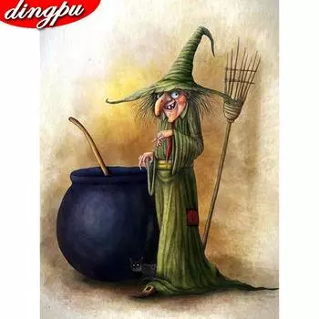 Алмазная вышивка Ведьма Краска с бриллиантами Портрет DIY Хэллоуин Алмазная картина 20X30CM