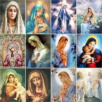 Алмазная вышивка Virgin Diy Алмазная картина вышивка крестиком Алмазная мозаика Религиозная фигура Изображение горный хрусталь Full Round 20x30CM