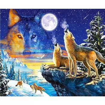 Алмазная вышивка Волк Мозаика Кристалл 5D Вышивка крестиком Алмазная картина DIY Наклейка Декор 20X30CM