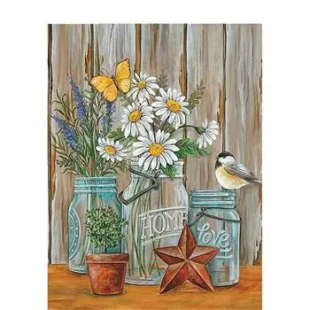 Алмазная вышивка, ваза с маргариткой, птица, полная круглая дрель, ремесленная мозаика, цветы, наборы для вышивки крестом, рукоделие, искусство Full Round 20x30CM