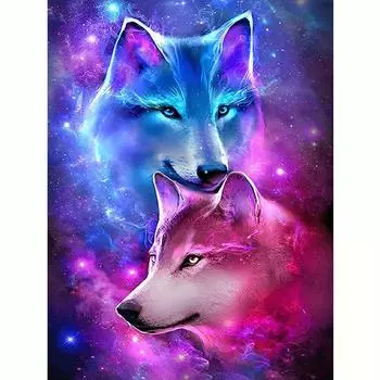 Алмазная вышивка волк полная круглая алмазная живопись животное украшение дома мозаика ручной работы подарок «сделай сам» 30x40 см/12x16 дюймов 30x40cm NO Frame