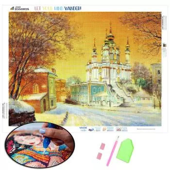Алмазная вышивка замок полная квадратная дрель рукоделие Новое поступление 3D DIY алмазная живопись Осенний дом пейзаж украшение дома Full Round (20X30CM)