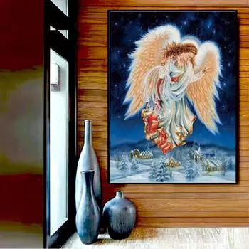 Алмазная вышивка «Женщина и тигр» с бриллиантами Картина и круглая вышивка крестом со стразами 20X30CM