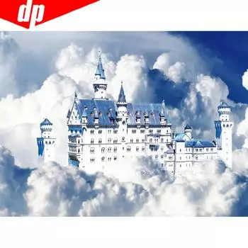 Алмазная вышивка Живописная Алмазная картина Полная круглая фотография здания прибытия 20X30