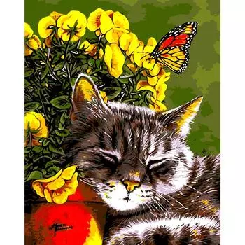 Алмазная вышивка животное кошка DIY полная круглая алмазная живопись вышивка крестом 20X30CM