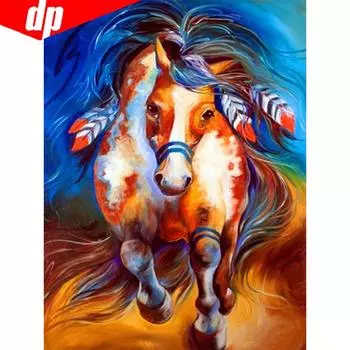 Алмазная вышивка Животные Алмазная картина Круглые камни Лошадь Алмаз 20X30
