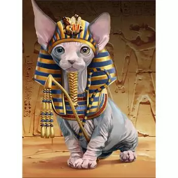 Алмазная вышивка Животные Алмазная мозаика Полный дисплей Сфинкс Кошка Алмазная картина Full Round 20x25CM