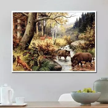 Алмазная вышивка животных дикий кабан Алмазная картина животных горный хрусталь вышивка крестиком Алмазная мозаика 20X30CM