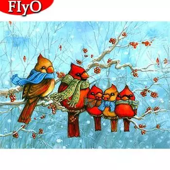 Алмазная вышивка Зима 5D Алмазная картина Рождественская птица Животное Мозаика Попугай Декор для дома Подарок ручной работы Full Round (20X30CM)