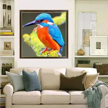 Алмазная вышивка Зимородок Полный круглый алмаз Цвет Птица Полный круглый алмаз картина вышивка крестом 30x30CM