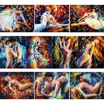 Алмазная Живопись 5D DIY, Абстрактная Картина Маслом, Балерина, Обнаженная Женщина, Художественная Роспись, Круглая Мозаика, Алмазная Вышивка 30*40cm оранжевый