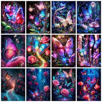 Алмазная живопись бабочка фантазия полный квадрат/круг вышивка мозаика роза цветок вышивка крестом домашний декор Full Round 20x30CM