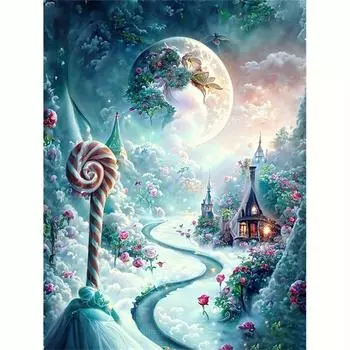 Алмазная живопись Цветок Луна 5D DIY Алмазная вышивка Распродажа Фотографии Стразы Мозаика Домашний Декор 30x40 см/12x16 дюймов 30x40cm NO Frame