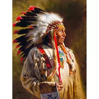 Алмазная живопись Индейцы Вышивка крестом 5D Алмазная вышивка Полная квадратная выкладка Стразы Картина Подарки Round 20x30cm