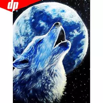 Алмазная живопись Круглые камни Животные Алмазная вышивка Природа Волки Алмазная мозаика Картинки 20X30