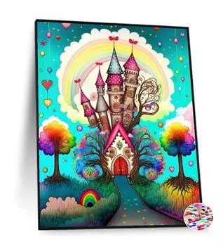 Алмазная живопись, квадратная алмазная живопись, ручная работа, полная паста, тип бисера, искусство, 30x40 см, красочный замок
