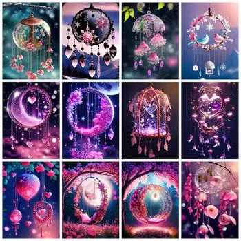 Алмазная живопись Ловец снов Пейзаж Полный квадрат/круглый 5d Diy Вышивка Мозаика Фэнтези Пейзаж Домашний декор Full Round 20x30CM