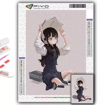 Алмазная живопись мультфильм китайский стиль Cheongsam экзорцизм девушка вышивка крестиком горный хрусталь домашний декор Full Round 20X30CM