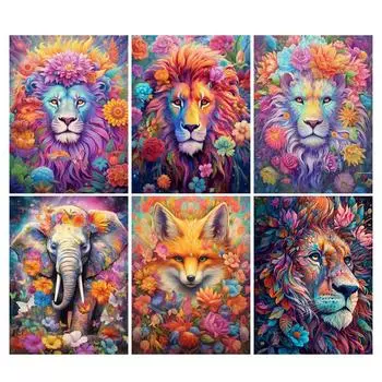 Алмазная живопись, новая коллекция 2024 года, кошка, лев, слон, цветок, сделай сам, полный квадрат, круглая дрель, стразы, вышивка, дикие животные, мозаика, наборы для вышивки крестом Square drill 30x40cm