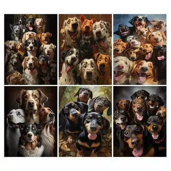Алмазная живопись Новые поступления 2024 Собака Семья Diy Полный квадратный круглый дрель Стразы Вышивка Домашние животные Мозаика Наборы для вышивки крестом Подарки Square drill 30x40cm