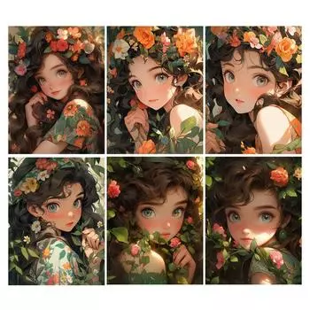 Алмазная живопись Новые поступления Аниме Мультфильм Девушка Diy Полный квадратный круглый дрель Стразы Вышивка Принцесса Мозаика Наборы для вышивки крестом Настенный декор Square drill 30x40cm