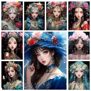 Алмазная живопись Новые поступления Древние китайские женщины Diy Полный квадратный круглый дрель Стразы Вышивка Девушка Мозаика Наборы для вышивки крестом Настенный декор Square drill 30x40cm