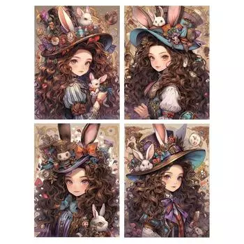 Алмазная живопись Новые поступления Кролик Девушка Diy Полный квадратный круглый дрель Стразы Вышивка Мультфильм Принцесса Мозаика Наборы для вышивки крестом Детские подарки Square drill 30x40cm
