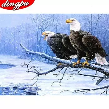 Алмазная картина Полная круглая сова Вышивка Мозаика Крестом Снежная картина 20X30CM