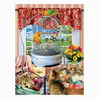 Алмазная картина Полная круглая дрель Животные вечеринка Алмазная вышивка крестом 20X30CM