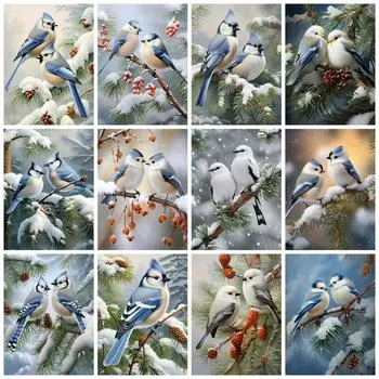 Алмазная живопись птица животное 5D сделай сам вышивка мозаика дерево снег полный квадрат круглый домашний декор ручной работы Full Round 20x30CM