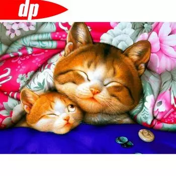 Алмазная картина с круглыми камнями, полная алмазная вышивка, кошка, стразы, картина, домашний декор 20X30CM