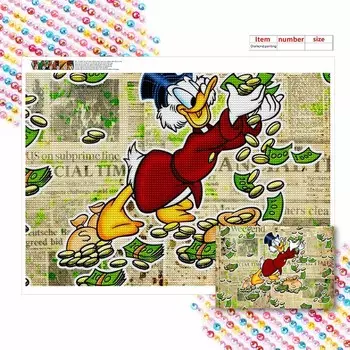 Алмазная живопись своими руками Дональд Дак делает деньги Набор для вышивания крестиком Мозаичное искусство Алмазная живопись Полная выкладка Алмаз Домашнее украшение Round 20x30cm