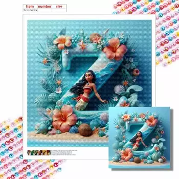 Алмазная живопись своими руками Круглые алмазы Мотана и буква Z Полная алмазная мозаика Украшение для дома Живопись Набор для вышивания крестом Round 20x20cm