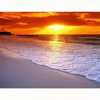 Алмазная живопись, вышивка крестиком, закат, пейзаж, морской, полный круглый мозаичный декор для дома 30x40 см/12x16 дюймов 30x40cm NO Frame