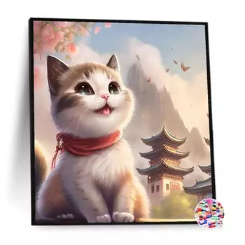 Алмазное искусство Кот DIY Алмазная картина Ручная работа Картина Полный пастообразный тип Бисерное искусство 40x40 см Кот