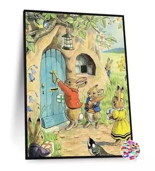 Алмазное искусство Кролик DIY Ручная работа Картина Алмазная живопись Полный набор для алмазной живописи из бисера 30x40 см Вечеринка с кроликом