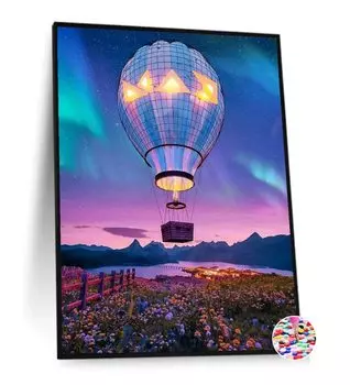 Алмазное искусство Пейзаж DIY Ручная работа Картина Алмазная живопись Полный набор для алмазной живописи из бисера 30x40 см Воздушный шар Аврора