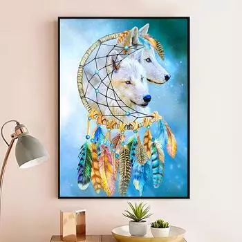 Алмазное искусство сновидная сетка собака DIY вышивка 5D алмазная картина полный круглый поделка алмаз настенное искусство декор 30*40cm/11.8*15.7in